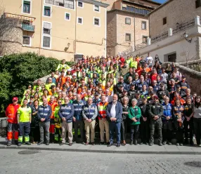 El consejero de Hacienda, Administraciones Públicas y Transformación Digital, Juan Alfonso Ruiz Molina junto al vicepresidente primero, José Luis Martínez Guijarro han participado en un simulacro en la ciudad de Cuenca