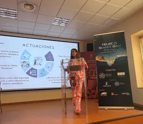 Lola Higuera en la inauguración de la jornada técnica ‘Teleco Smart Day’