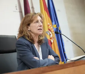 La directora general de Innovación Educativa, Mariló Pérez y el director de la Oficina del Dato, Christian Cobas, presentan la actividad ´Datathon CLM´