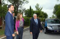 Barreda, en una imagen de archivo, acompaña a los Príncipes de Asturias en su última visita a Albacete