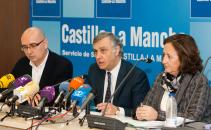Sánchez Losada, M.A. Soria y A. Carrión en rueda de prensa. SESCAM