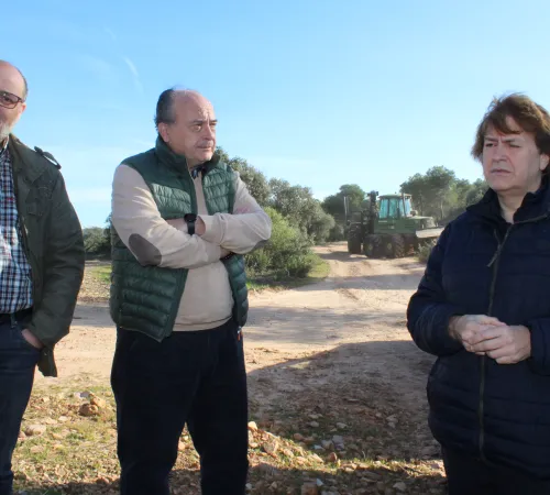 El delegado provincial de Desarrollo Sostenible durante su visita al monte público 'Quinto de Enmedio'