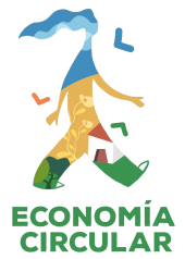 LOGO DE ECONOMIA CIRCULAR. MUJER CAMINANDO HACIA DELANTE