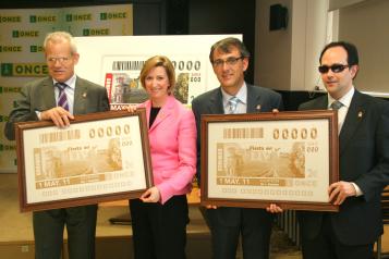Araújo en la presentación del cupón de la ONCE de la Fiesta del Olivo de Mora