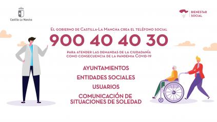 El Gobierno de Castilla-La Mancha habilita el Teléfono Social para atender consultas relacionadas con el coronavirus 