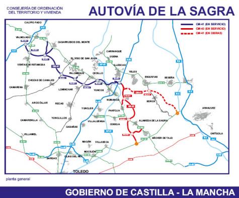 Mapa de la Autovía de la Sagra