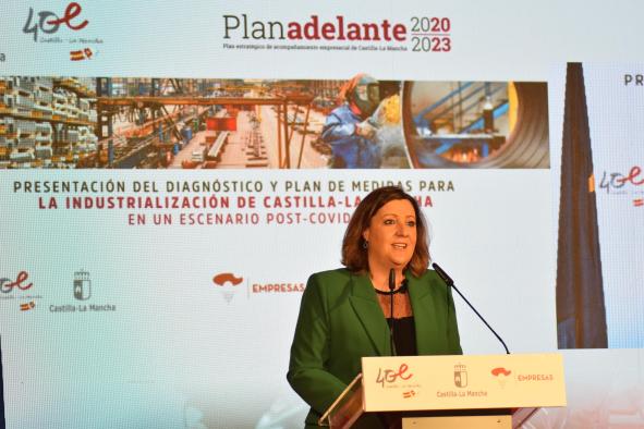 La consejera de Economía, Empresas y Empleo, Patricia Franco, inaugura la jornada de presentación del Diagnóstico y Plan de Medidas para la Industrialización de Castilla-La Mancha en un escenario post-COVID