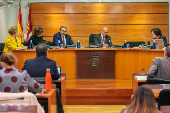 El consejero de Sanidad, Jesús Fernández Sanz, comparece en las Cortes Regionales para presentar el proyecto de presupuestos 2020 en materia sanitaria